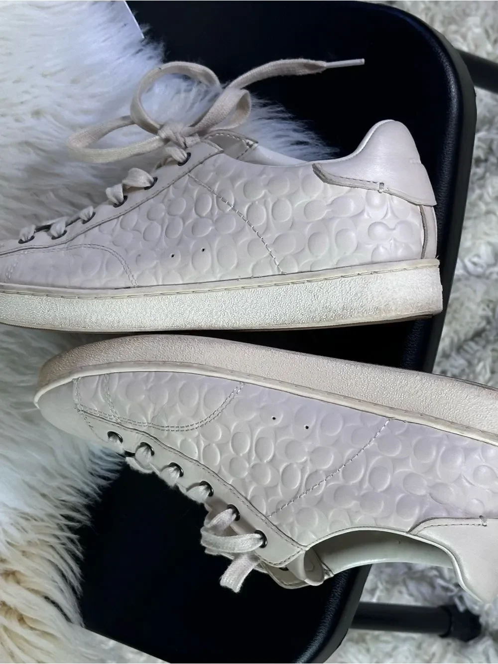 Coach Women's cream leather Signature Embossed Sneakers